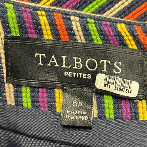 Talbots Petites Mini Skirt Size 6P Rainbow Stripe Pencil Colorful Boho Vibrant - Picture 9 of 10