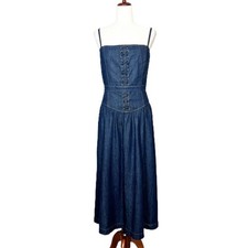 REFORMATION Women's Size 12 Liffey Dark Wash Florentina Sleeveless Midi Dress