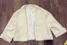 Vintage 60s Acri Suede Ivory Kids Jacket Fuzzy Cropped Coat Lined Retro Girl