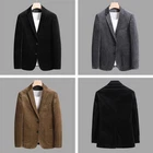 Men Vintage Casual Work Wear Corduroy Suit Fall Winter Blazer Jacket Sport Coats