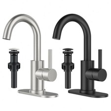 High Arc Bathroom Sink Vanity Faucet 1 Hole Single Handle Taps with Pop Up Drain