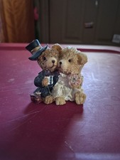 Vintage Wedding Bear Couple Resin Figurine