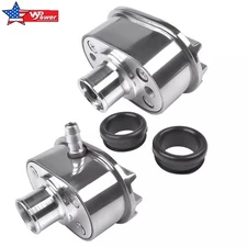 2 Polished Aluminum Finned Oval Air & PCV Breather 1-1/4" Combo Valve Cover