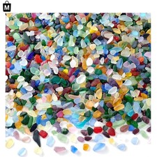 15.87Oz 450G Sea Glass Stones Colorful Frosted Glass Pebbles Gemstones Mixed Bu