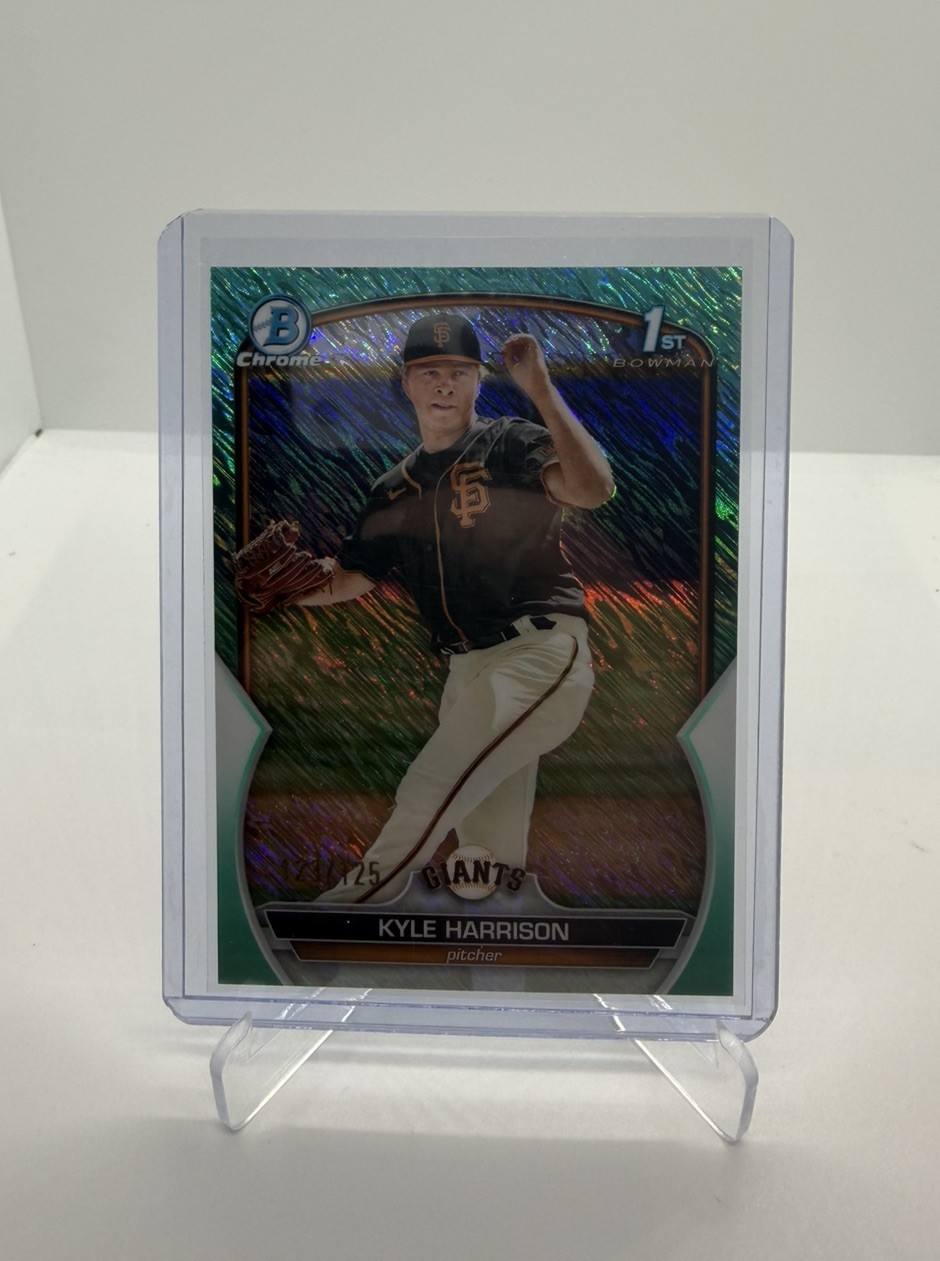 Kyle Harrison - 2023 Bowman Chrome - Aqua Shimmer Refractor /125 #BCP-93 Giants