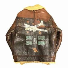 H.L.B.Corp 40s Vtg B-3 Flight Jacket Goatskin Hand Paint Size 42 Men's Military