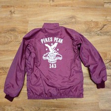 Vintage Pikes Peak Coach Jacket Burgundy Maroon Youth 14-16 USA Made Nylon