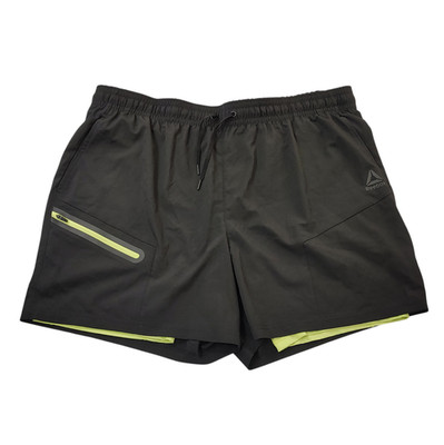 Reebok Double Compression-Lined Shorts Men 3XL Running 2-in-1 Green Black