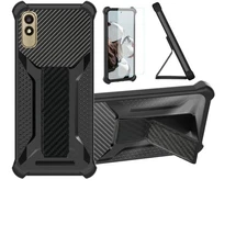 C5L Max 2024 Phone Case with Tempered Glass, Magnetic Stand, Anti-Fingerprint