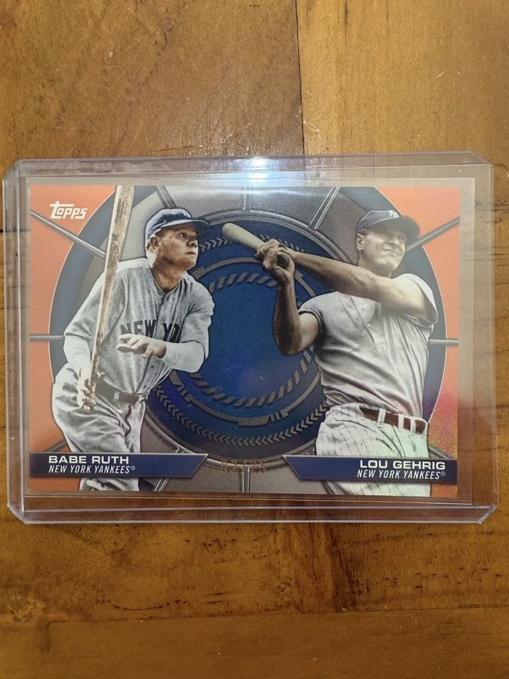 Topps Babe Ruth and Lou Gehrig Dynamic Dous SSP #2/25 2025 (lámina de oro) Foto 3 de 3