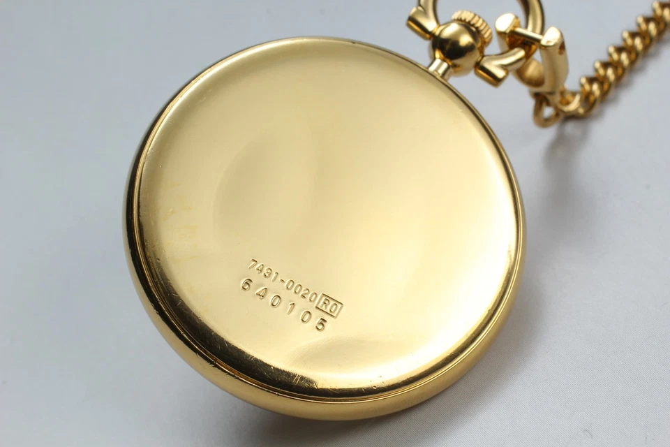 Vintage 1986 N MINT Seiko Pocket Watch 7431-0020 Open Face Gold Qz Mens JAPAN - Image 4 of 4