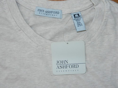 JOHN ASHFORD Essentials Natural Short Sleeve Cotton Tee T-shirt XXL-TALL, NEW - Picture 3 of 5