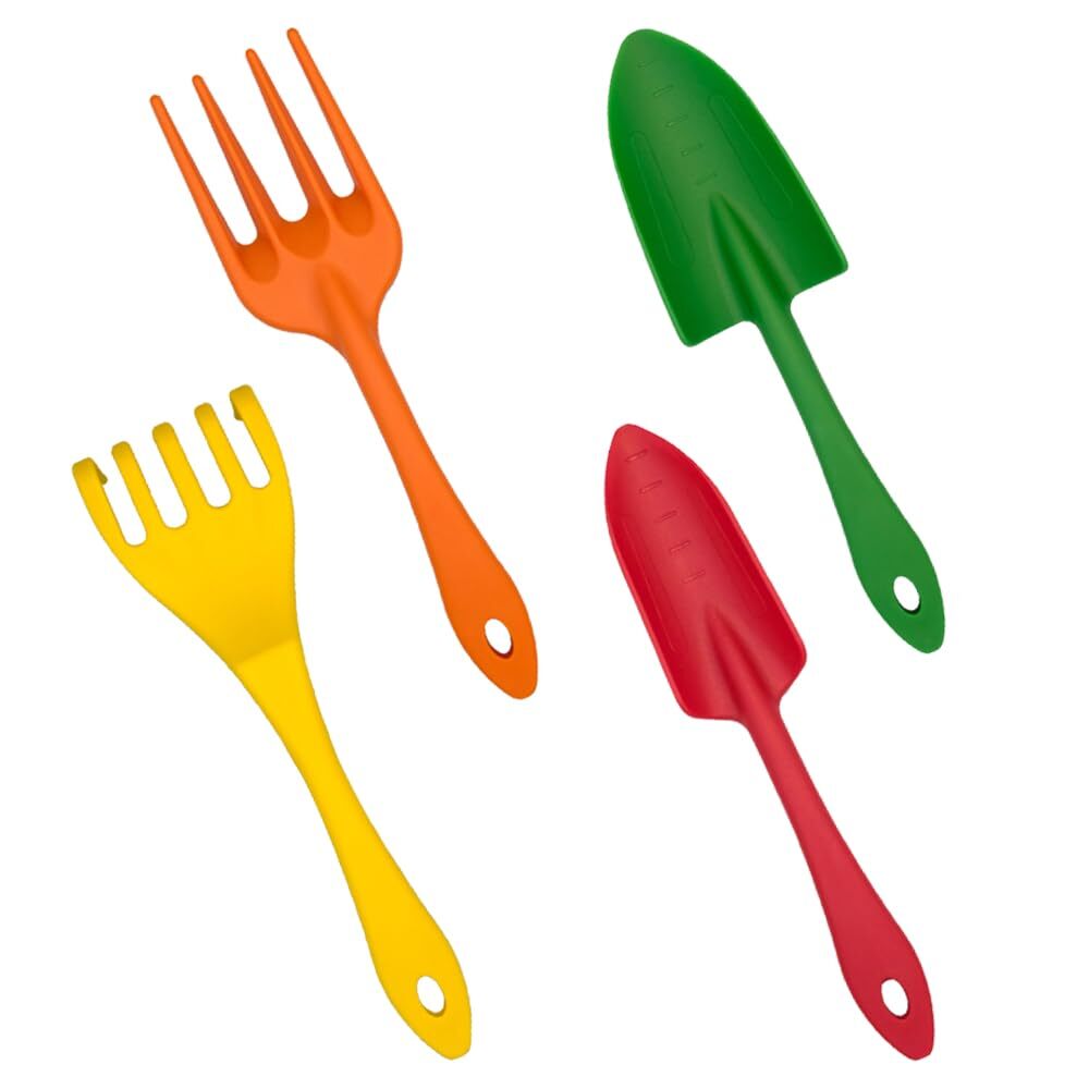 Generic Plastic Garden Tool Set for Kids - 4 Piece Kit for Lawn and Garden Ca...