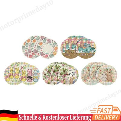 4 PCS Easter Round Placemats Linen Table Mats Easter Party Dining Decoration
