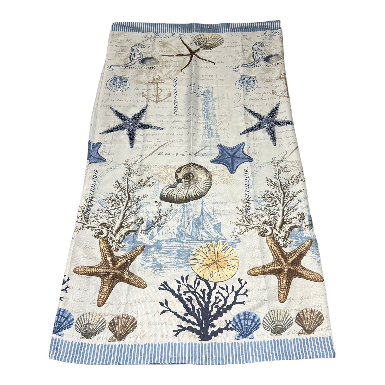 Nautical Seashell Starfish Shells Coral Beach Themed Shower Curtain 74”x70” eBay