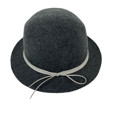 Hat Attack Grey Wool Hat with Bow One Size 