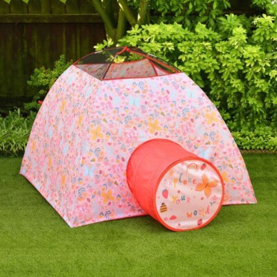 Children's Novelty Play Tent Pink Color with A secret Tunnel and a