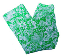 The Lilly 70s Vtg Lilly Pulitzer Lime Green  White Cotton Floral Preppy Pants M