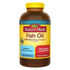 Nature Made Fish Oil 1200mg, 360mg Omega 3 - 300 Softgels  ~ EXPIRE: 03/2028