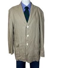 Oak Creek Sport Coat Jacket LINEN Cotton No Lining Beige Men's 46R Nice.