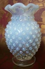 VINTAGE FENTON OPALESCENT RUFFLED HOBNAIL VASE ~ 3 & 3/4 INCHES ~ MINT CONDITION