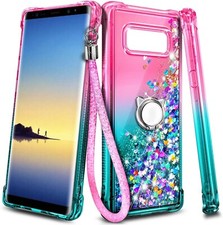 Funda Protectora Brillo Líquido Para Samsung Galaxy Note 8 + Soporte + Cordón