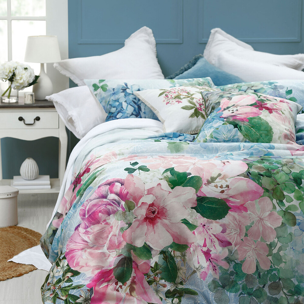 MM Linen Delf Cotton Queen Bed/Bedding Quilt Cover Set w/Pillowcase ...