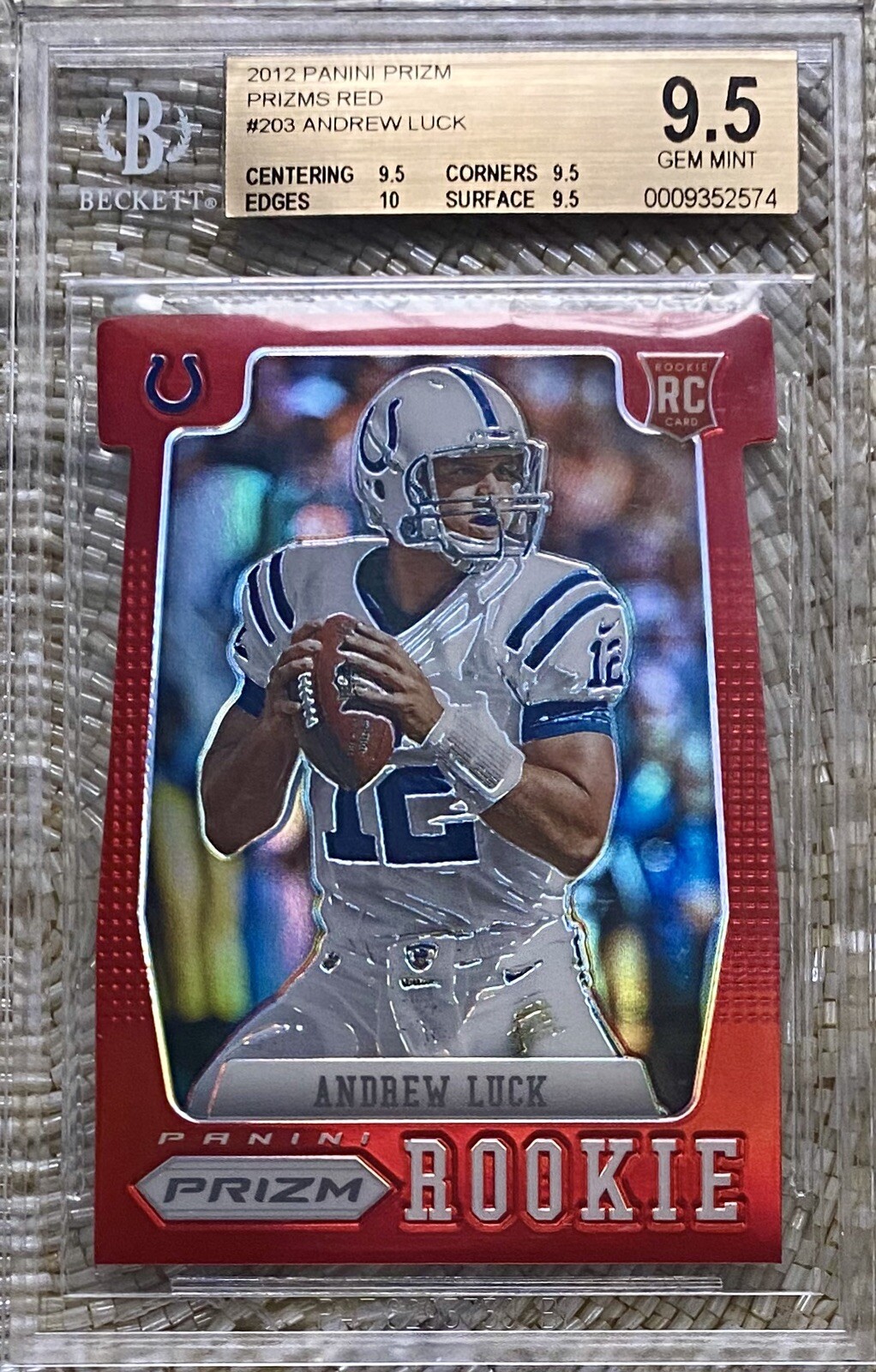2012 PANINI PRIZM RED PRIZM ANDREW LUCK RC BGS 9.5 LOW POP TRUE GEM