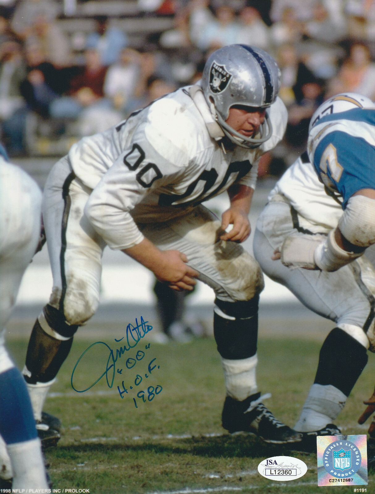 Jim Otto Autographed Signed Oakland Raiders photo JSA certified HOF 