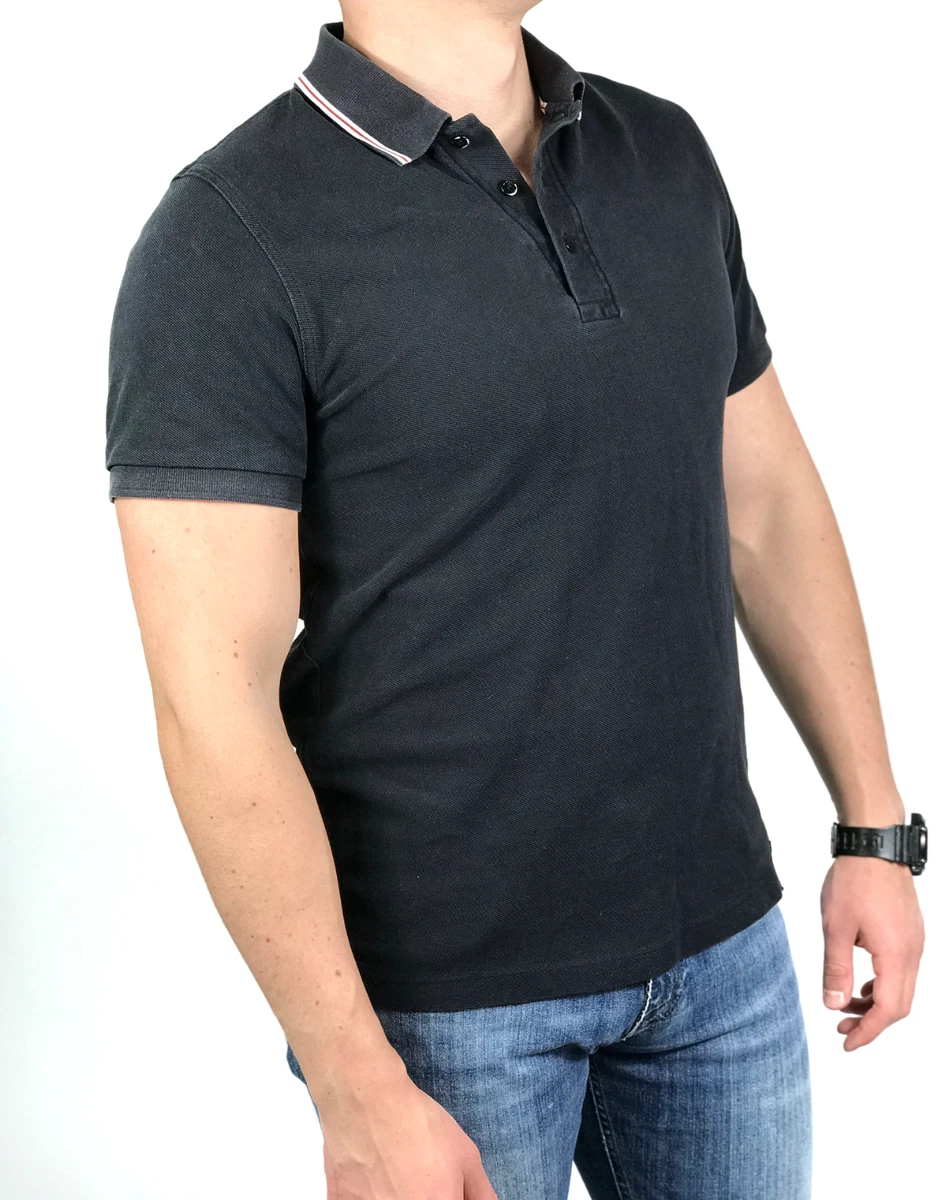Authentic men s BURBERRY LONDON black cotton polo t shirt Size M