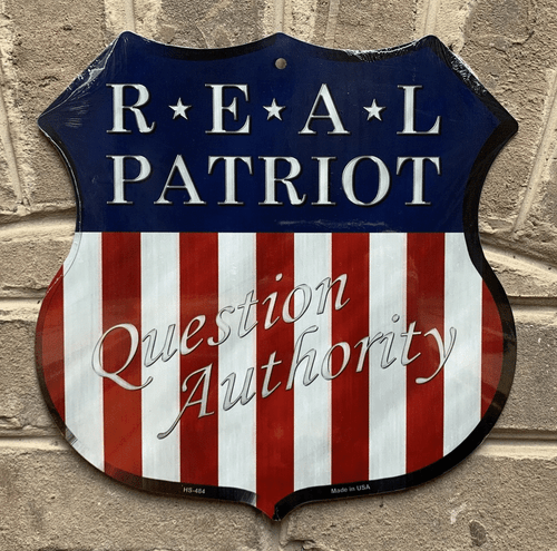 Real Patriot Question Authority 11" Highway Shield Metal Sign Home Wall Decor - Picture 2 of 7
