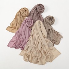 Women's Scarves Muslim Headscarf Crinkled Elastic Solid Color Shawls and Wraps