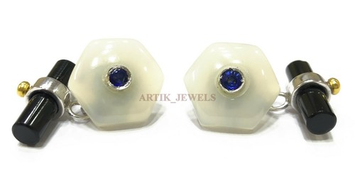 Collier Argent 925 Avec Saphir Bleu Naturel Ovale Et Zircon - Pendentif étoile 6 Branches, 18 Pouces