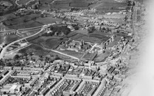 WALES OLD PHOTO General Elevated View of Caerphilly, showing castle, 1930s