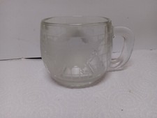Vintage 1970's Nestle Nescafe World Globe~ Clear Etched Glass Coffee Mug/ Cup
