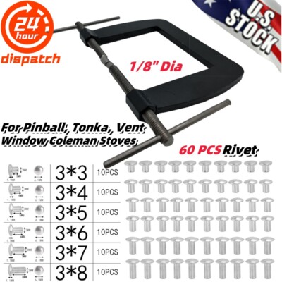 1/8-IN Dia Semi Tubular Rivet Fixt Dies Tool For Pinball Tonka Vent ...