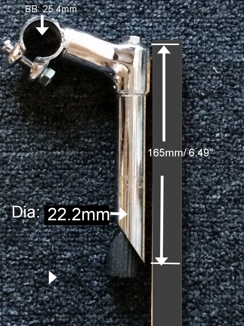 Steel 21.1 or 22.2mm  Gooseneck Lowrider Bike Bicycle Stem, Chrome