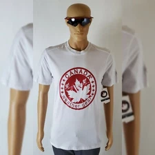 CANADA WEATHER GEAR GRAPHIC LOGO TSHIRT MEN' CREW NECK SHORT SLEEVE SIZE L WHITE