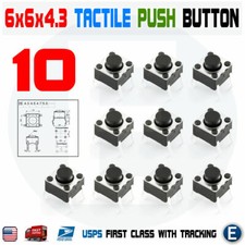 10Pcs 6x6x4.3 PCB Momentary Tactile Tact Push Button Switch 4Pin DIP Micro Mini