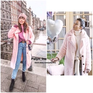 Salenwt Zara Aw17 Light Pink Long Coloured Faux Fur Coat 8491271s