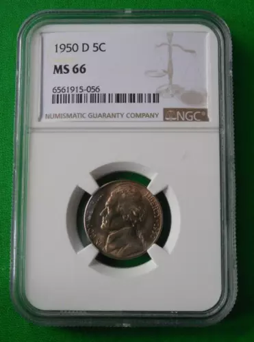 1950-D Jefferson Nickel NGC MS 66 ~ Low mintage coin  (2,630,030)
