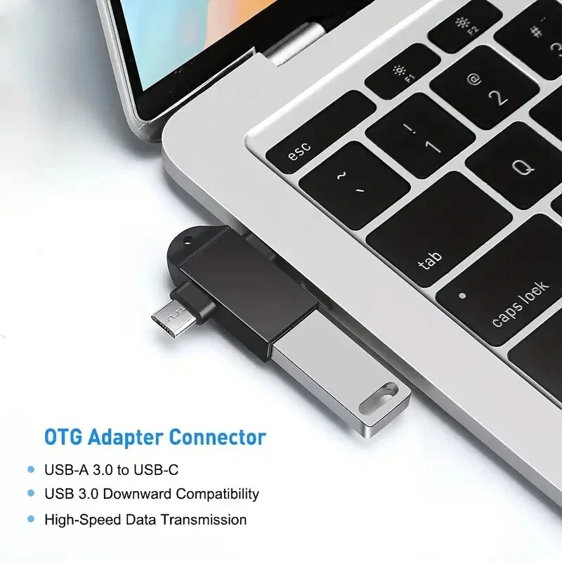 Adaptador OTG 2 en 1 Tipo C Micro USB a USB C Lector de Unidad Convertidor Flash - Image 3 of 4
