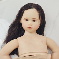 30in Unfinished Reborn Doll Kit Toddler Girl Long Hair Cloth Body Handmade Gift