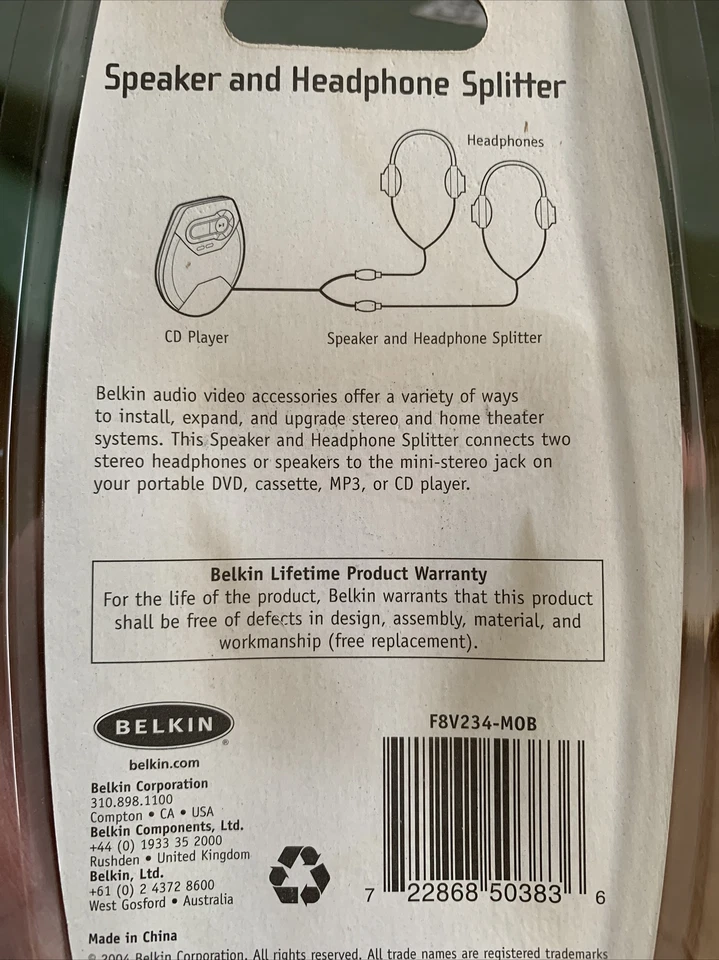 Adaptador de auriculares con altavoz Belkin mini enchufe estéreo mini conectores estéreo F8V234 Foto 2 de 3