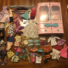 american plastic toys portable fashion doll closet wardrobe and clothes lot