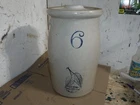 Antique 6 Gallon Red Wing Salt Glazed Stoneware Leaf Churn Crock Minnesota