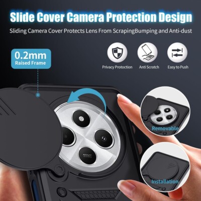 Abuenora Cover per Xiaomi Redmi 14C / Poco C75 con Pellicola Vetro Temperato, Custodia a Libro Flip Portafoglio in Pelle [Blocco RFID] Case - Nero