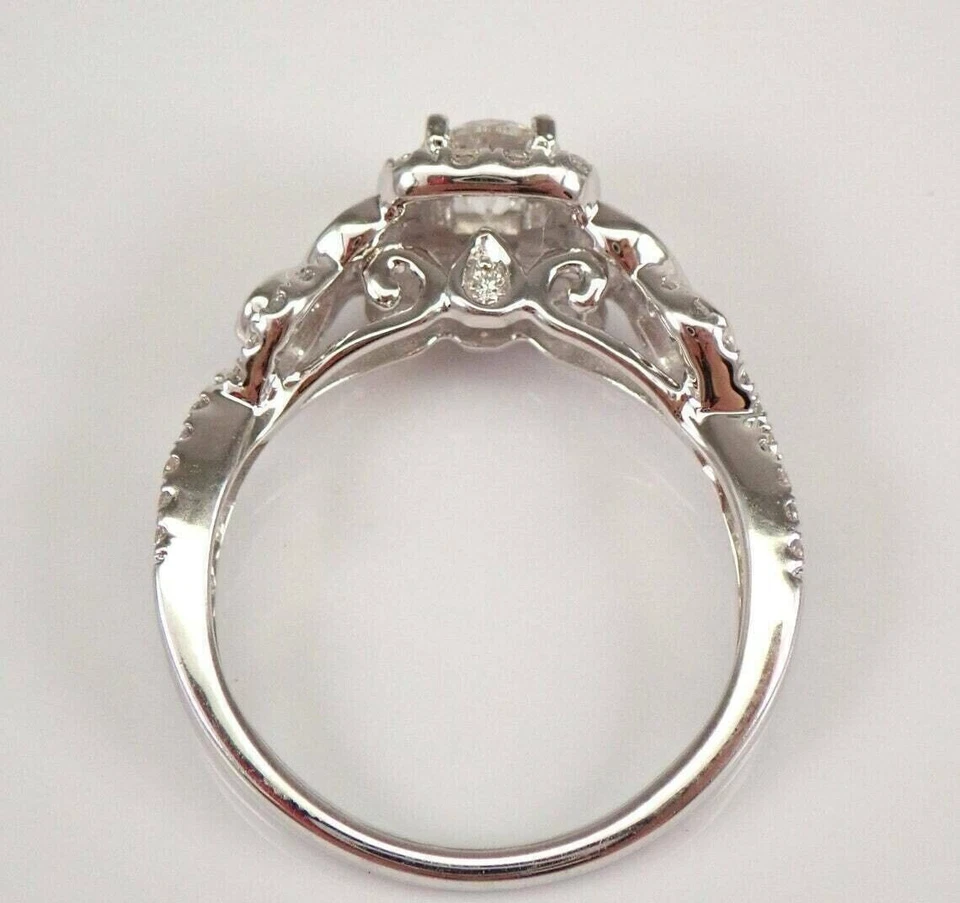 Impresionante anillo de boda elegante de diamantes simulados de corte redondo enchapado en oro blanco de 14 k Foto 4 de 4