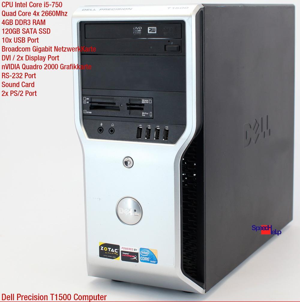 PC Computer Dell Precision T1500 Core I5-750 4GB 120GB SSD Win 10 