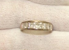 Vintage 925 Silver Clear CZ Six Stone Band Ring Size 7.25